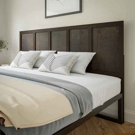 Flash Furniture King DK Brown Wooden 4 Panel Adjustable Headboard MG-9708KHB-K-DKBRN-GG